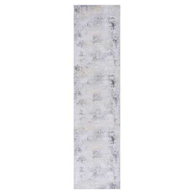 Washable 2'6''x10' Runner Rug, Low-pile Non-slip For Kitchen, Dining Room, Bedroom - Gray Non-shedding