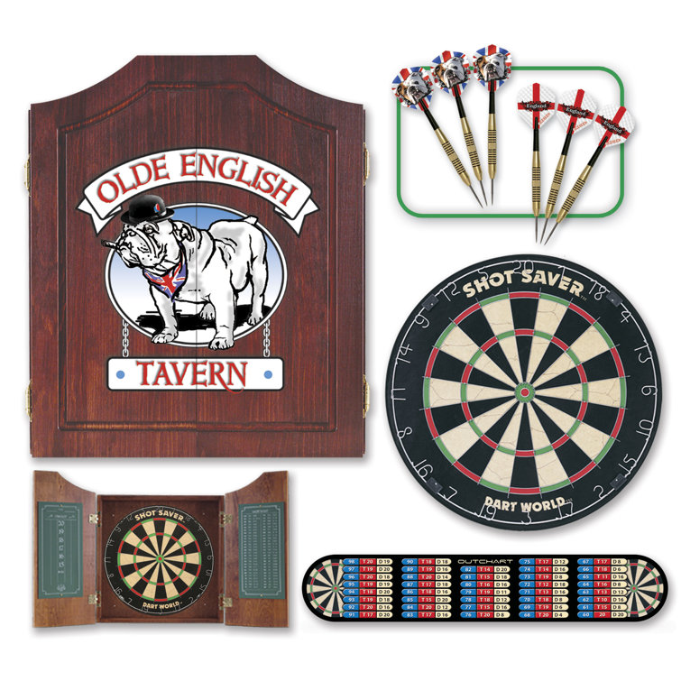 Bulldog Dart World Bristle Dartboard And Cabinet Set (Darts Included)