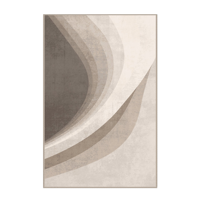 Tapis beige lavable à la machine de couleur unie minimaliste Paizlea, 7 x 9