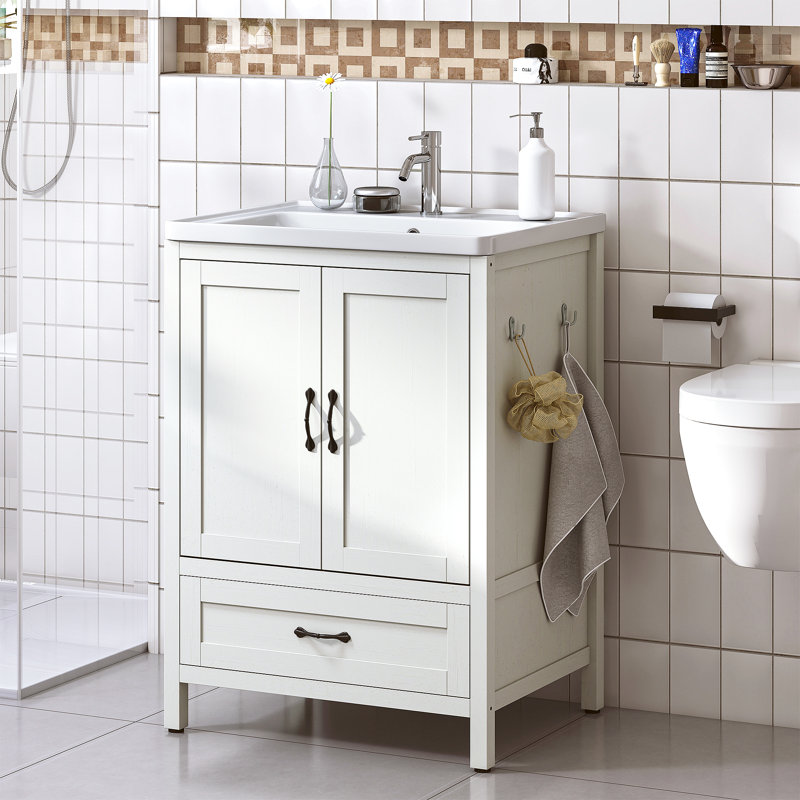Armoires de rangement supérieures et tiroirs inférieurs réglables pour salle de bain (excluant l'évier)