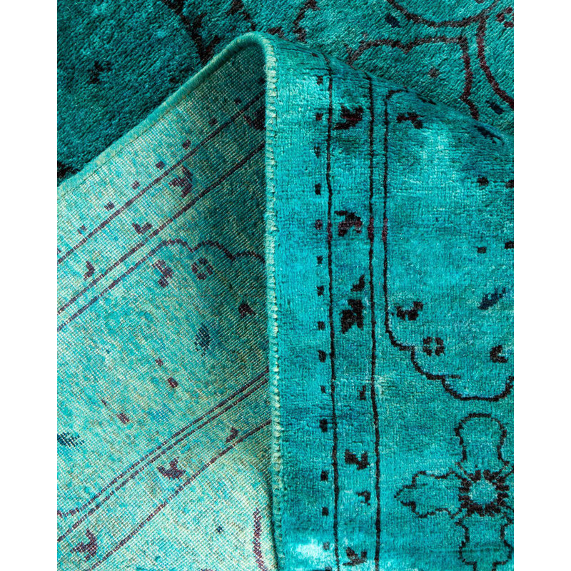 Tapis bleu noué à la main de conception unique Holsworth - bleu
