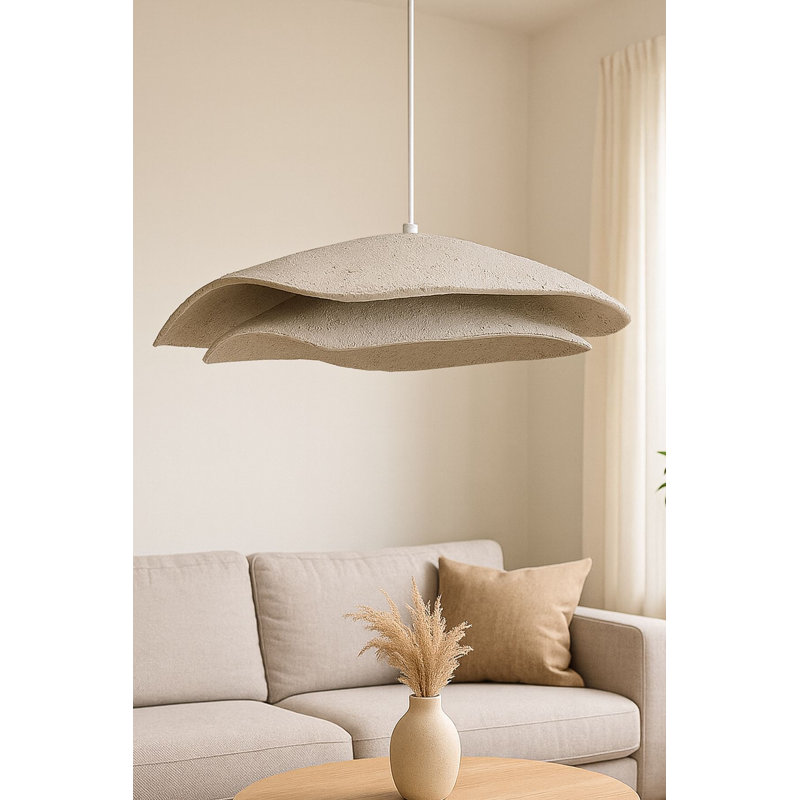 Lustre réglable élégant, structure en métal crème et blanc, plaque de base de diamètre 19,7 po x 5,5 po | Hauteur: 7,9 - 25,6 pouces | Convient aux ampoules E27 (40 W maximum), indice de protection IP20 | Parfait pour les salles à manger et les espaces de vie, design élégant