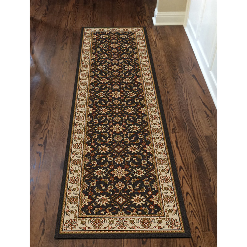 Tapis rond brun / ivoire Como, Tapis de couloir 2 pi 2 po x 7 pi 7 po