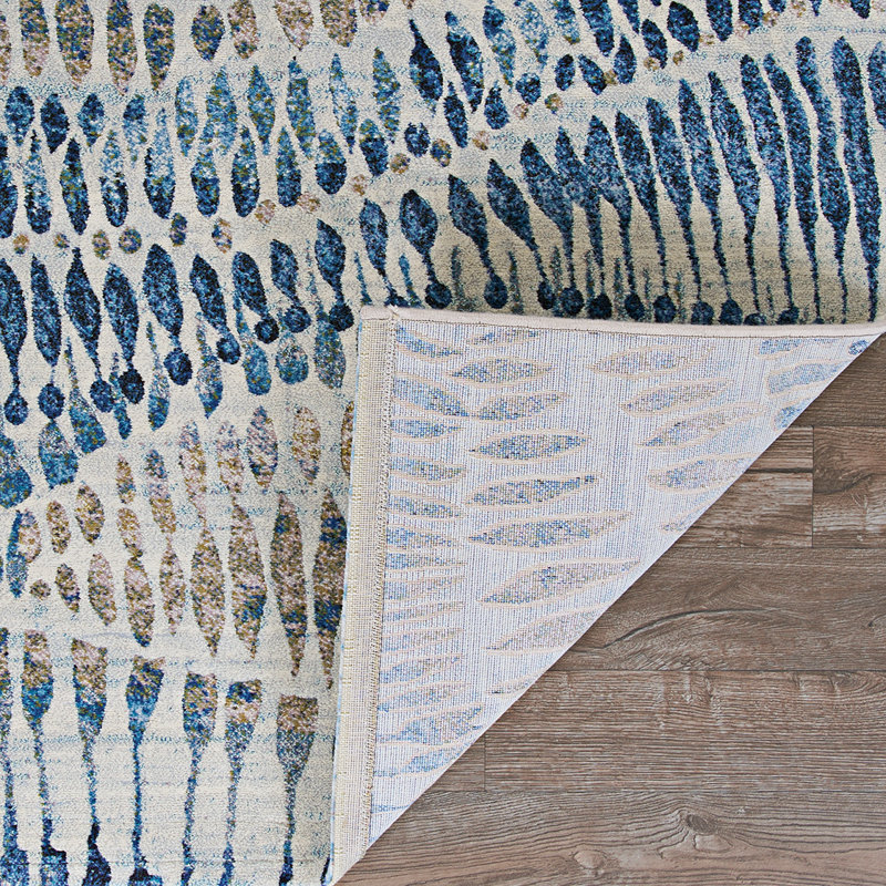 Healdton Abstract Blue Multicolor Performance Area Rug, Rectangle 5'3" x 7'6"