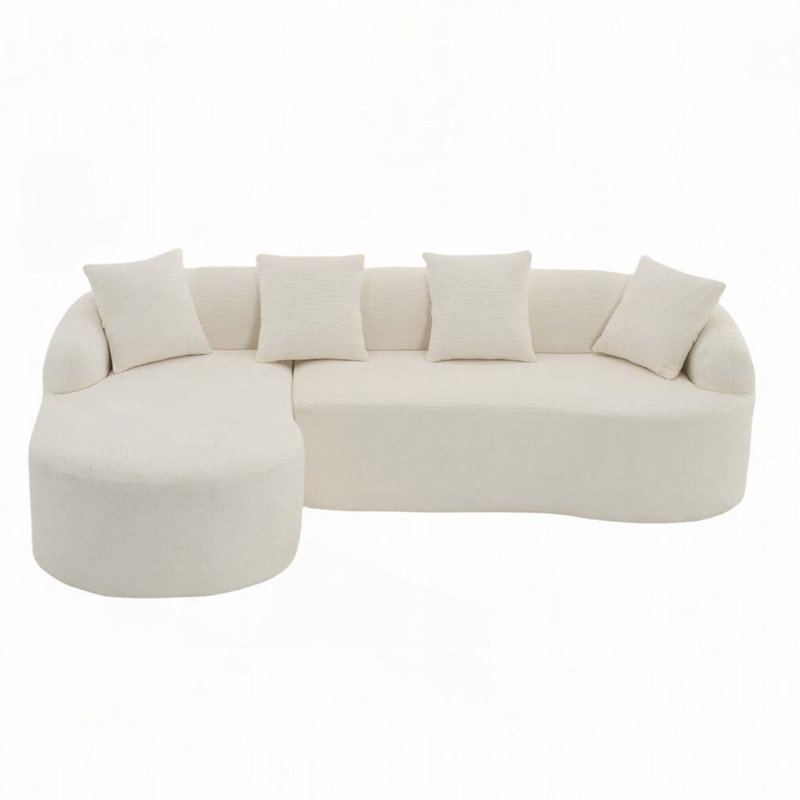 Canapé modulaire en L Chenille, Blanc