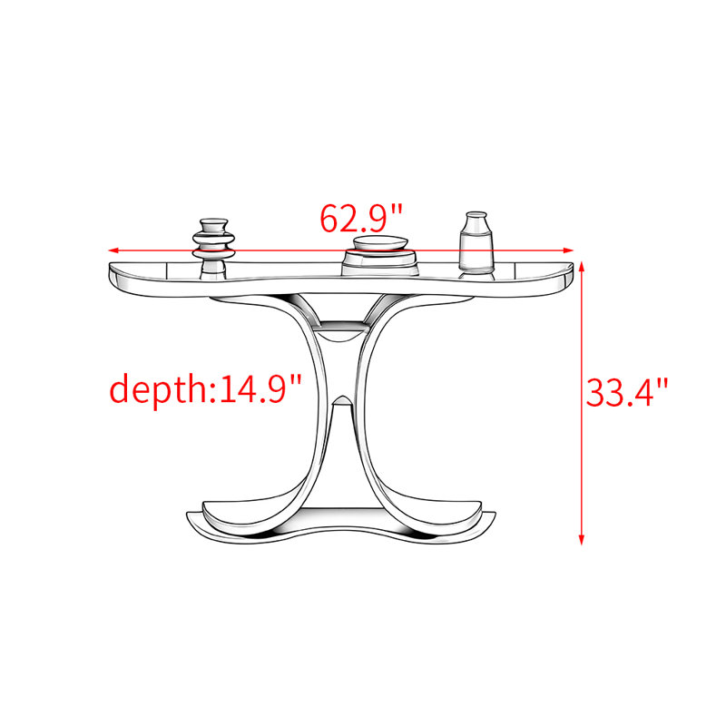 Table d'entrée moderne en acier inoxydable, H 33,4 po x l 62,9 po x P 14,9 po, Gris