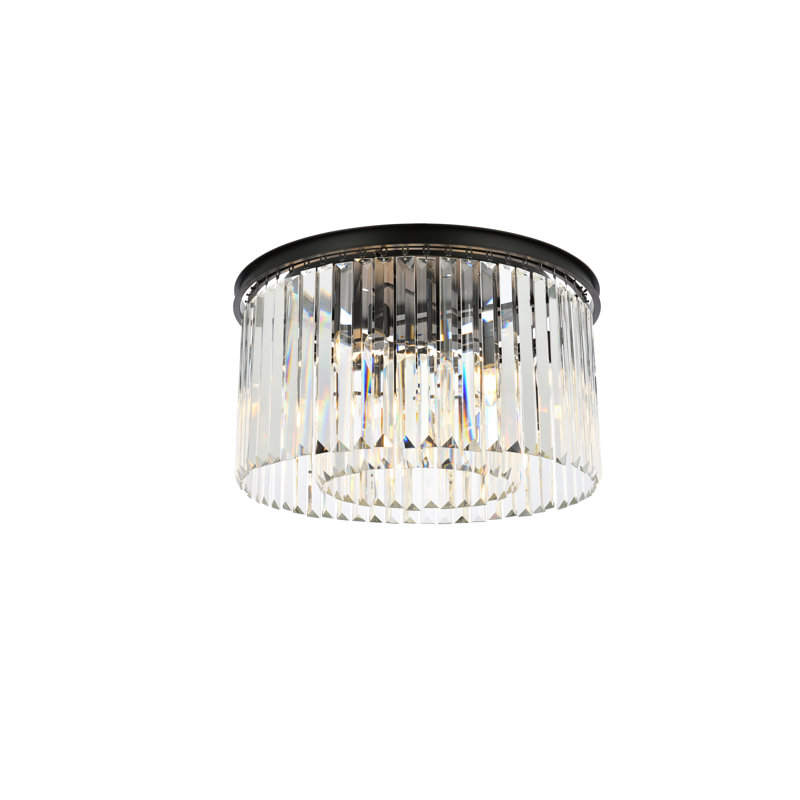 Yazmin Crystal Flush Mount, Clear, Matte Black