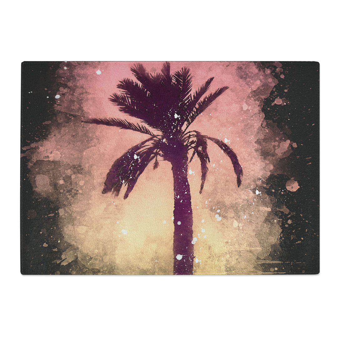 Tempered Glass Summertime Palm Tree Chopping Board