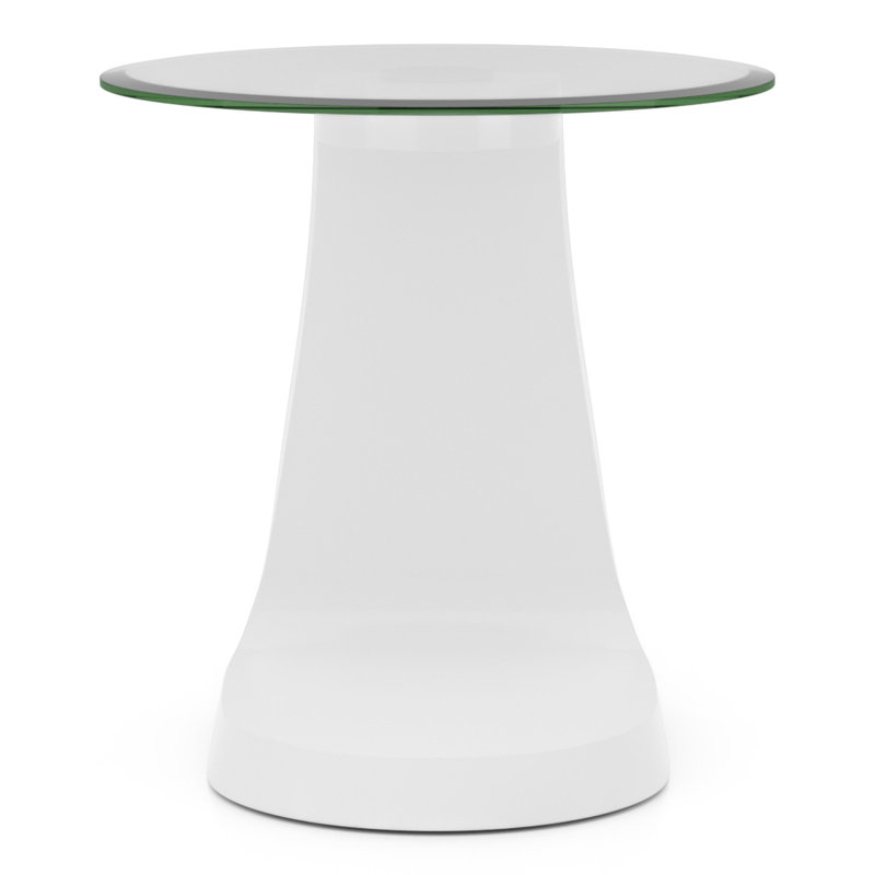 Hilry Glass Top End Table, White