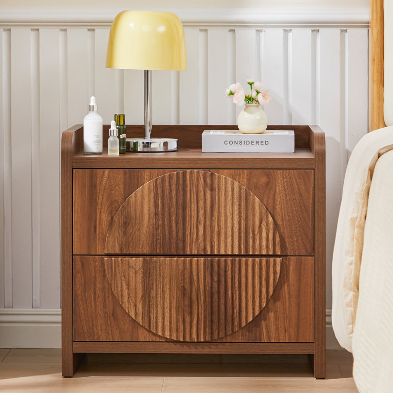 2-Drawer Nightstand (23.6" W), Brown