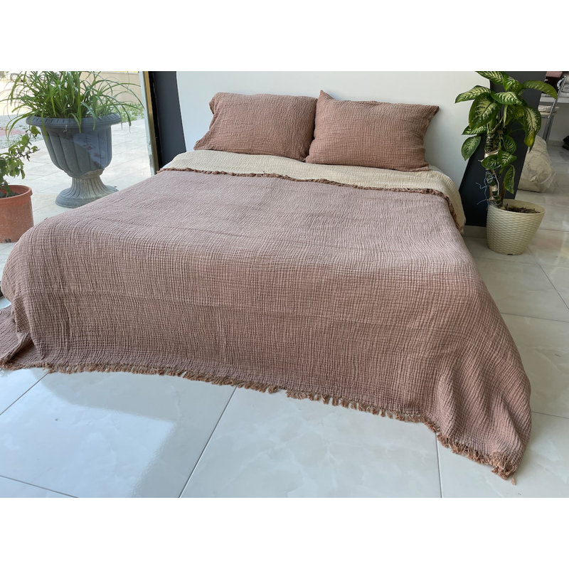 Muslin Coverlet, Queen Coverlet / Bedspread, Brown