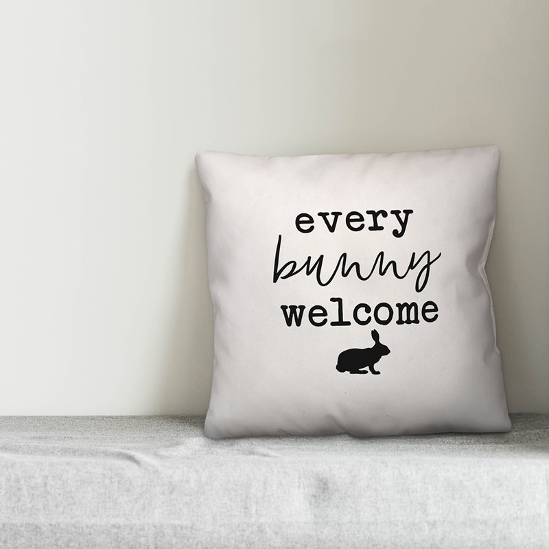  Coussin décoratif "Every Bunny Welcome Silhouette", 16 po x 1 po, Polyester / Bourre en polyester
