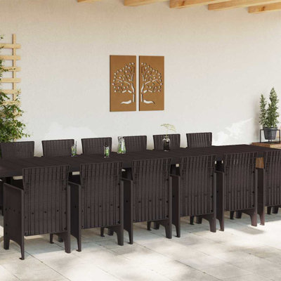 Ensemble de salle à manger de jardin avec coussins vidaXL 15 pièces brun PP