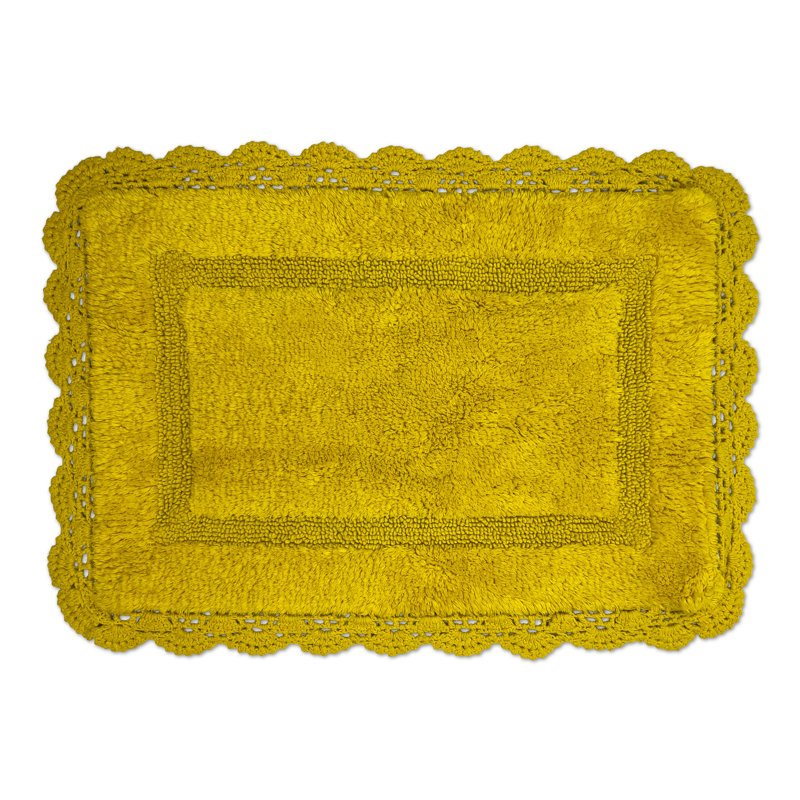 Tapis pour salle de bain en crochet, Jaune, 30 x 20 pouces