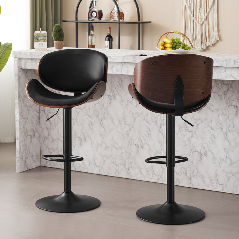 Swivel Adjustable Height Bar Stools, Black