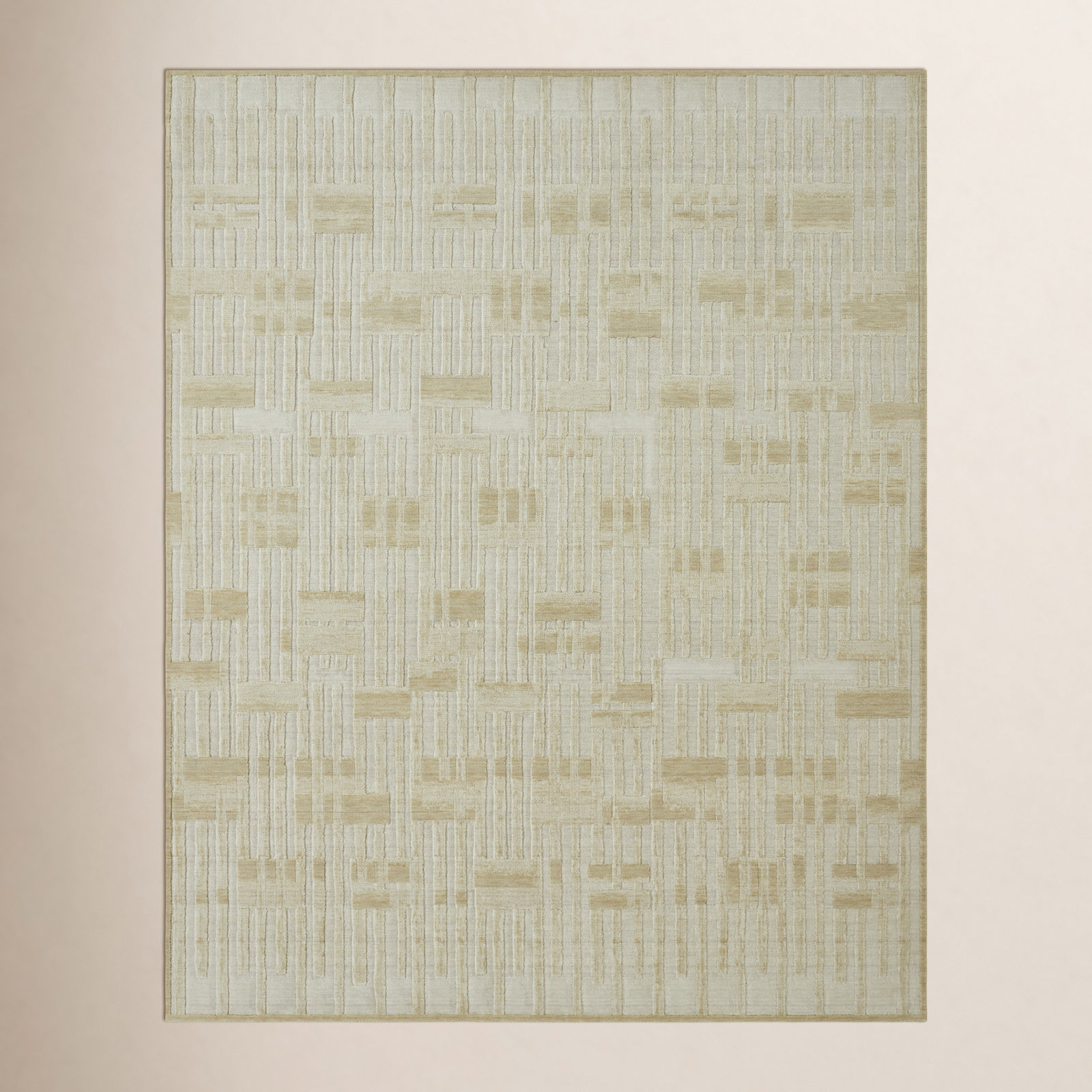 Geometric Wool Rug, Runner 2'6" x 6', Cream/Sand/Azure Abstract