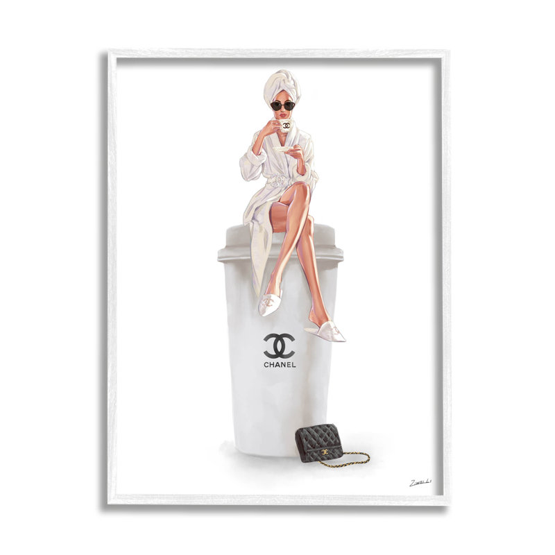 "Morning Brunch Glam Girl" en sirotant un café, estampe numérique texturée de Ziwei Li_aq-529, H 14 po x l 11 po x P 1,5 po