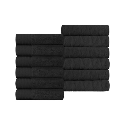 Dayeli Turkish Cotton  Jacquard and Solid Medium Weight Washcloth Towel Set (Set of 12)