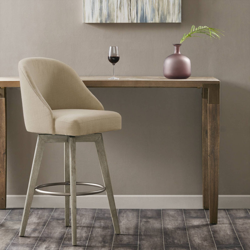 Pearce Sand Upholstered 360-Degree Swivel Counter Stool, Sand, Counter Stool (25.75” Seat Height), 1