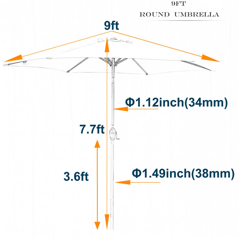 Parasol cyan 9 pi, Blue Geometric