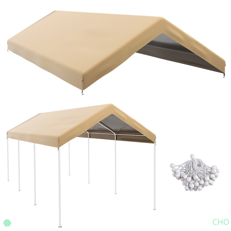 Carport Replacement Top Canopy Cover, Waterproof And UV Protected Garage Car Port Cover With Ball Bungee Cords(Only Cover)