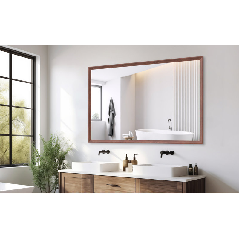 Miroir de salle de bain 60 "X 40", 60 po x 40 po, Noyer