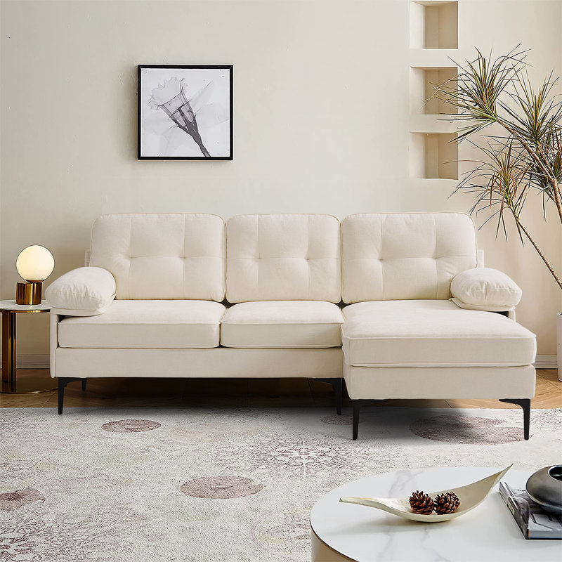 Canapé modulaire rembourré de 82,7 po Hilmir, Chenille beige