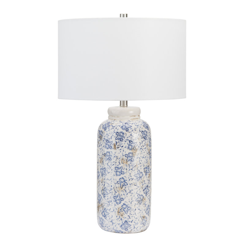 27.75" Ceramic Table Lamp With White Shade