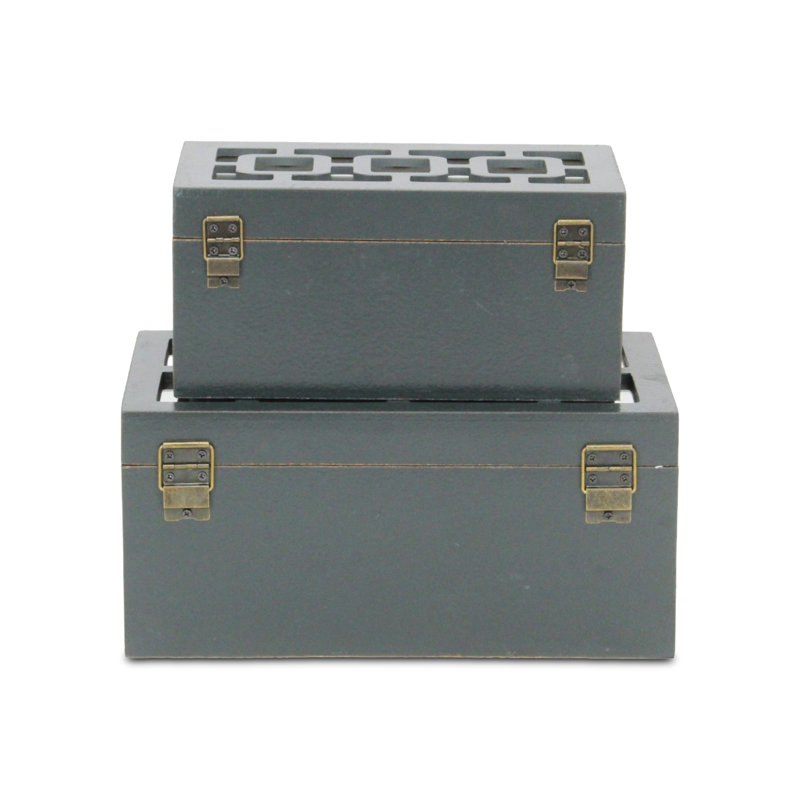 Dark Gray Geometric Pattern Decorative Box Set