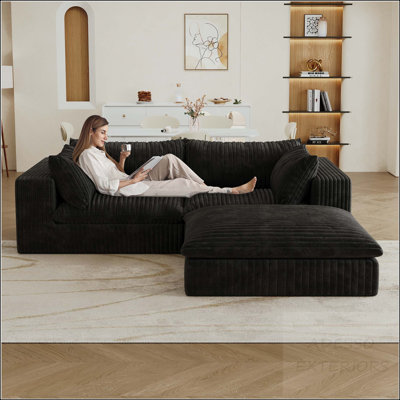39.8" Cloud Sofa with Feather-Filled Cushions and DIY Combination