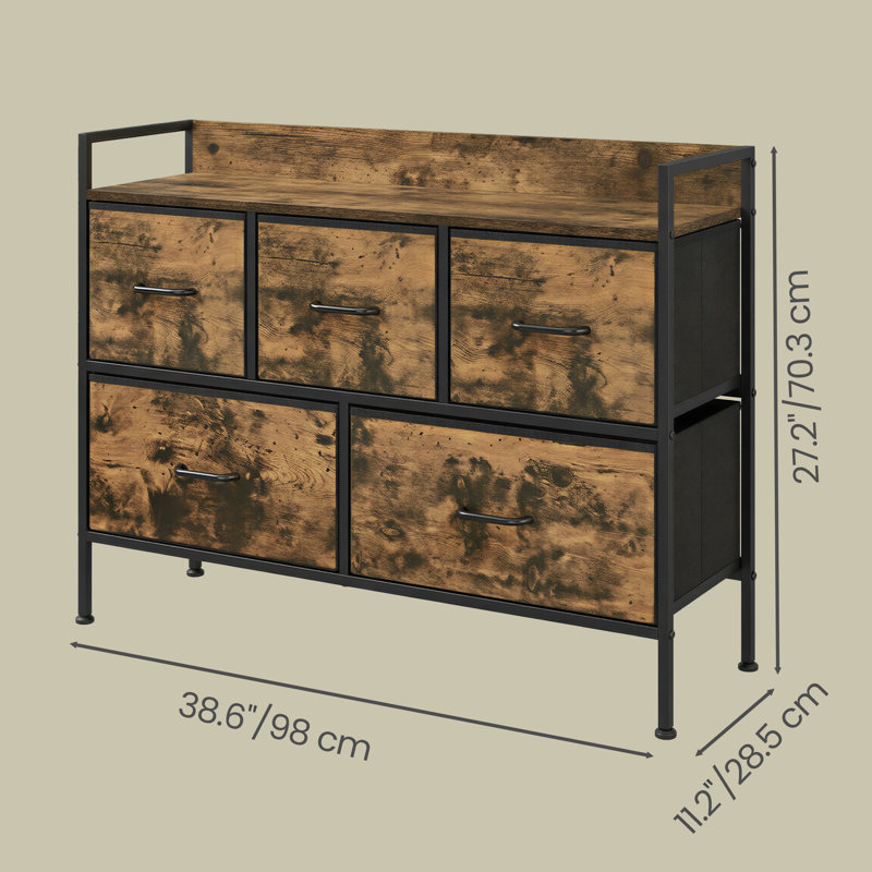 Akimi Steel 98.2 cm W Chest of 5 Drawers