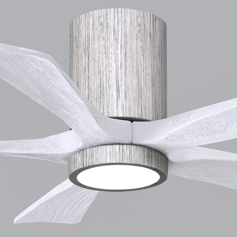 Ventilateur de plafond à 5 pales DEL avec ensemble d'éclairage inclus Irene, Ton bois de grange, 42", Blanc mat