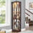 Cabinets Dark Cherry Corner Curio with Lights Adjustable Shelves 69.84"H x15.31"W x15.31"D | Traditional | Living Room