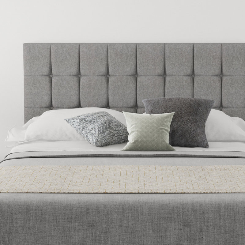Wellington Upholstered Headboard, Linen Grey, Kingsize (5')