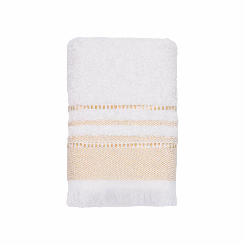 Sandvos Midweight Hand Towel, Off-White/Mustard