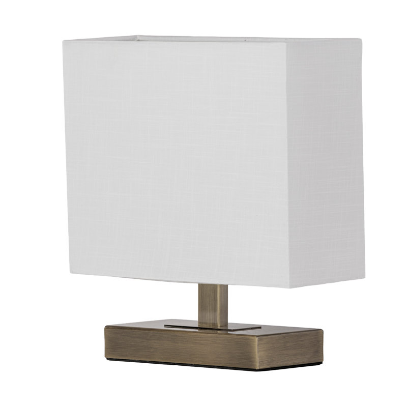 Slimline Metal Rectangle 28cm Bedside Lamp, Ivory