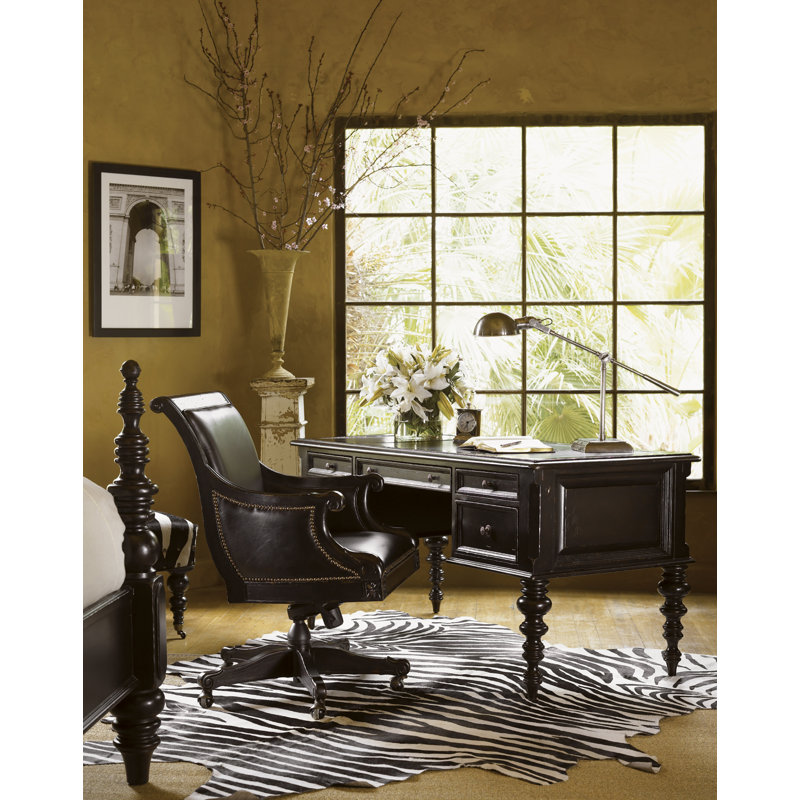 Black Wood Desk with Drawer and Filing Cabinet