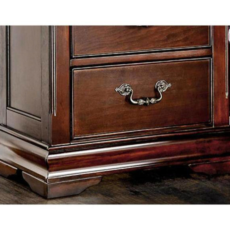 Elegant Cherry Nightstand With 2 Drawers And Hidden Top Compartment In Bedroom Classic Solid Wood Drawer