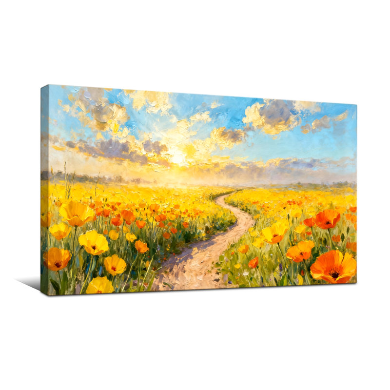 Plantes et fleurs au coucher du soleil, H 20 po x l 40 po