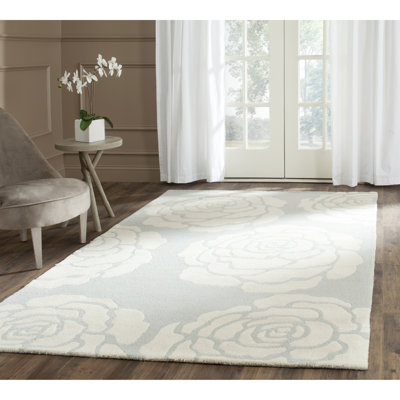 Tapis gris / ivoire en laine touffeté à la main Cannen