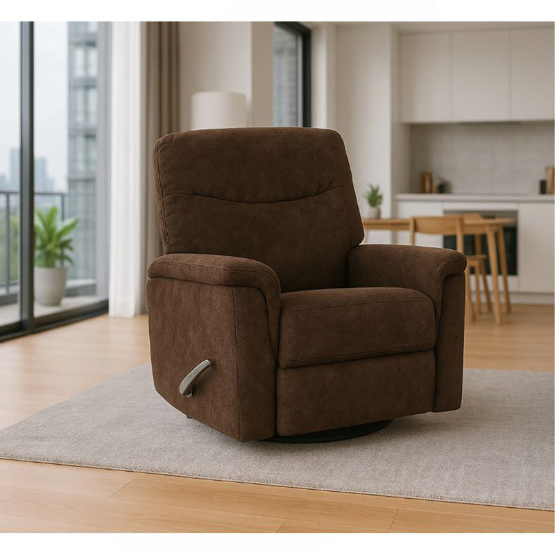 Fauteuil inclinable pivotant rembourré Man Wah, Chocolat