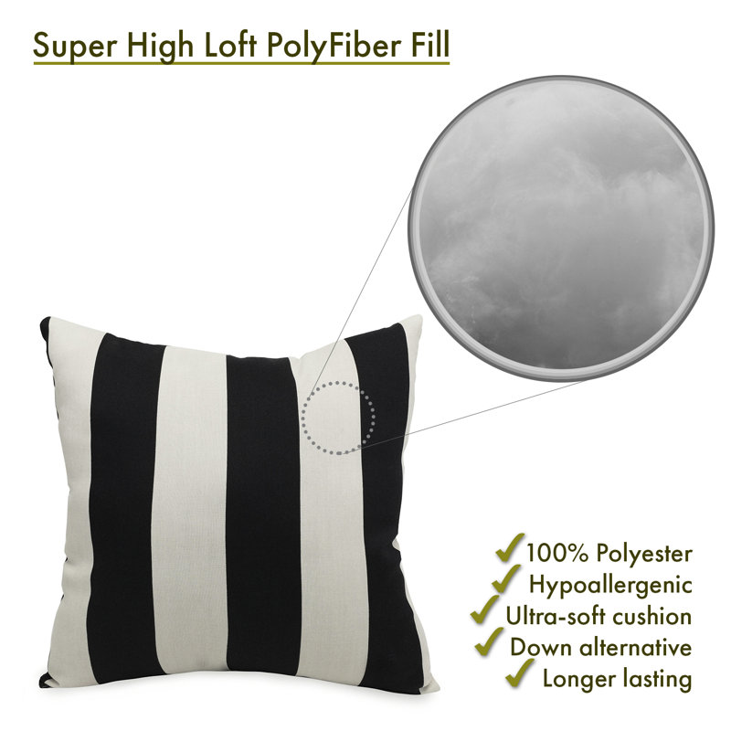 Black and White Striped Polyester Indoor/Outdoor Pillow 20"