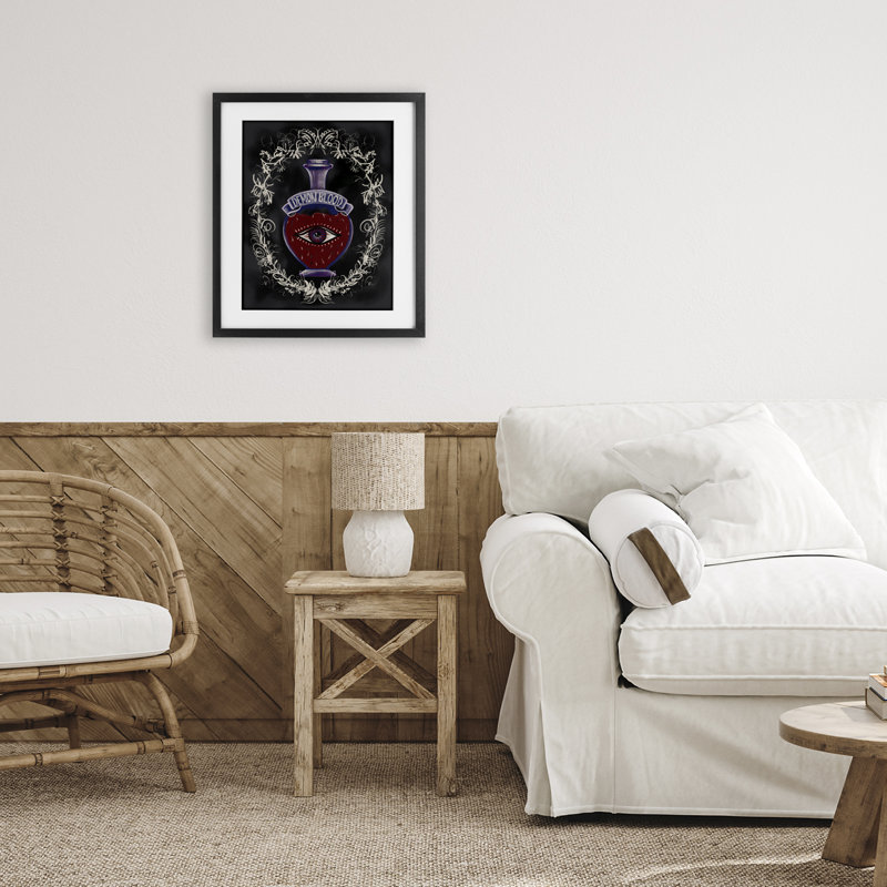 Reproduction sous verre Demon, Cadre noir minuit, H 16 po x l 13 po