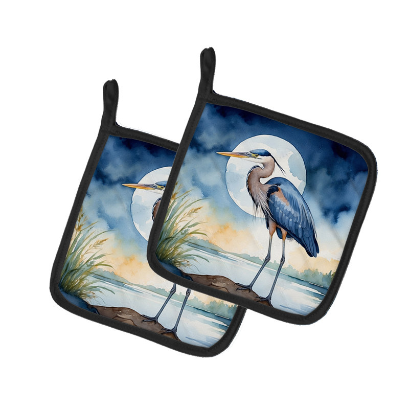 Paire de poignées Blue Heron Under the Moonlight