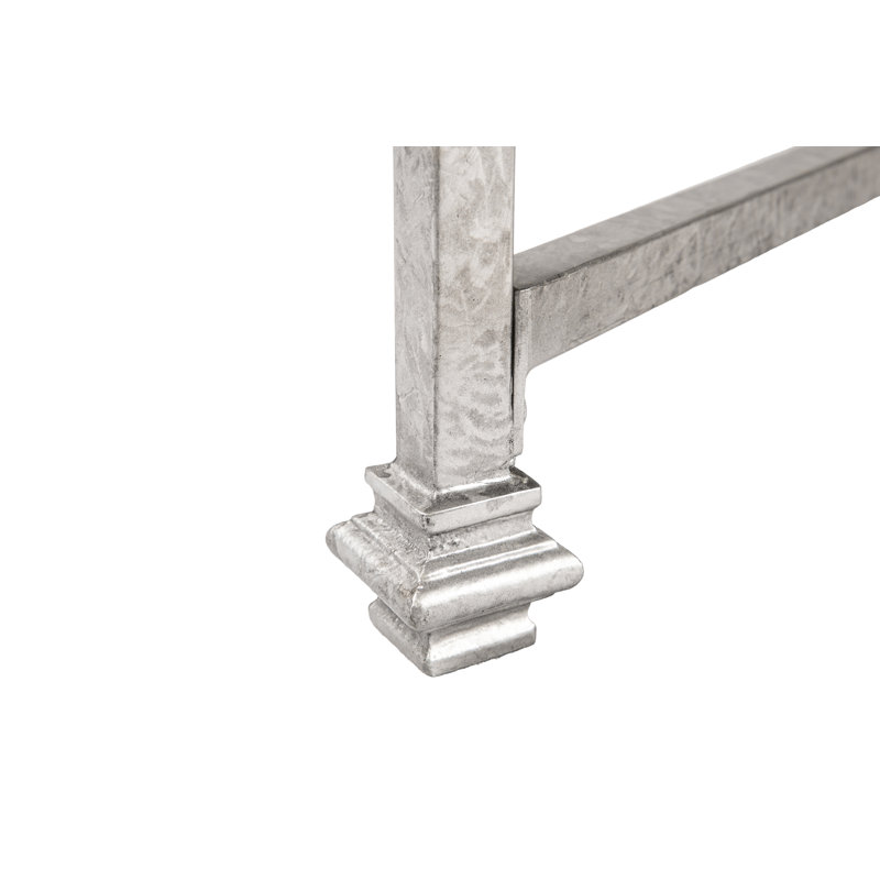 New York 4 Legs Coffee Table, Carrera Marble, 18.5" H x 60" L x 30" W,  Silver