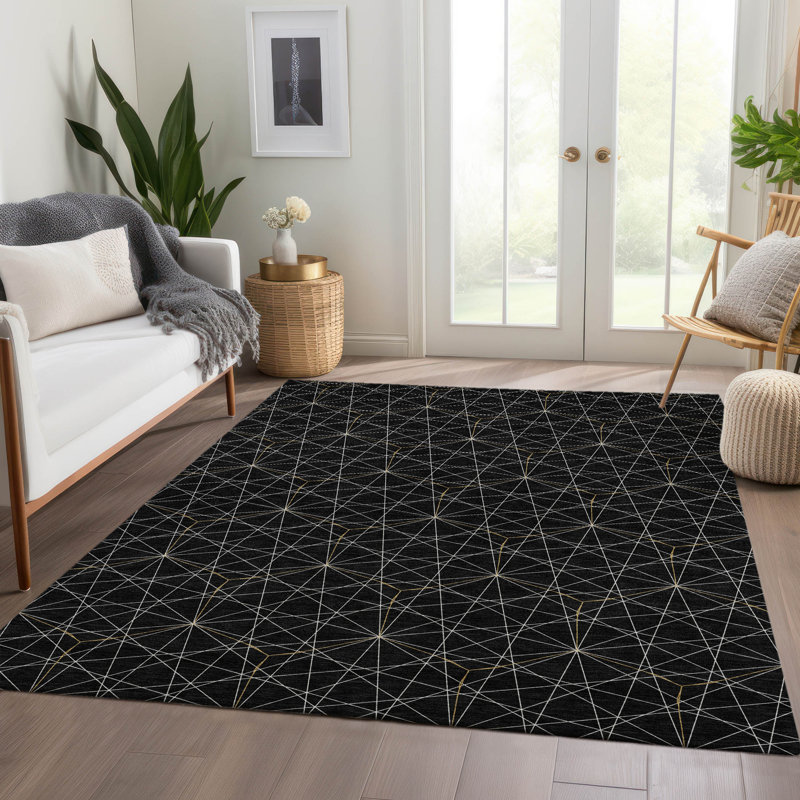 Premium Machine Washable Naglee AMF987 Geometric Rug, Rectangle 9' x 12'