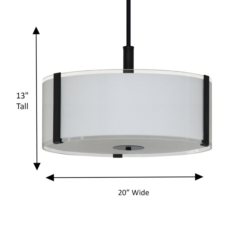 Luminaire suspendu en dôme à 3 lumières Winesburg Latitude Run®, H 65 po x l 20 po x P 20 po, Noir