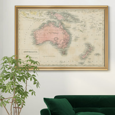 Carte de l’Australie-impression d’art graphique sur toile encadrée