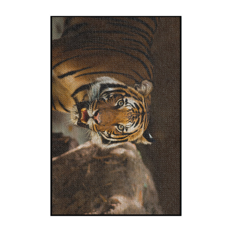 Tapis brun avec tigre, Rectangle 2 pi x 5 pi