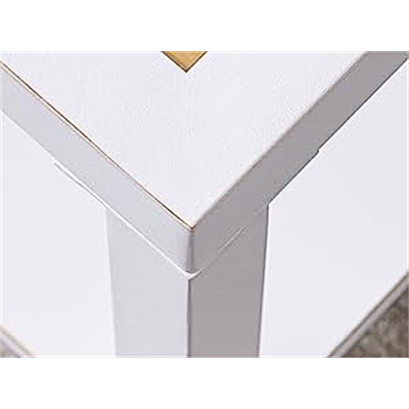 Table basse avec plateau en verre, Blanc et or